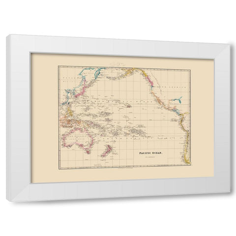 Pacific Ocean - Arrowsmith 1844 White Modern Wood Framed Art Print by Arrowsmith