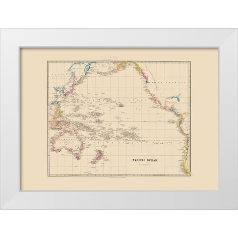 Pacific Ocean - Arrowsmith 1844 White Modern Wood Framed Art Print by Arrowsmith