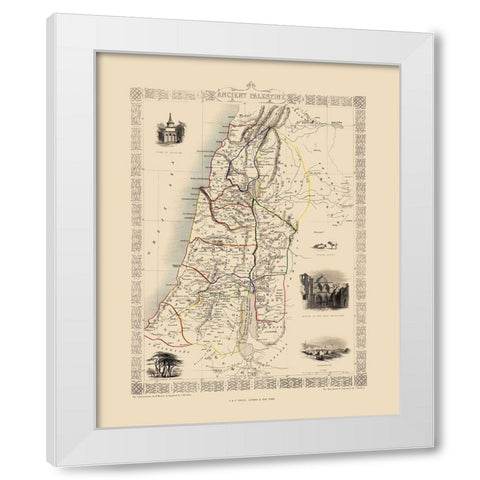Ancient Palestine Israel - Tallis 1851 White Modern Wood Framed Art Print by Tallis