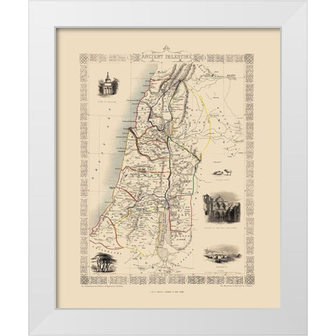 Ancient Palestine Israel - Tallis 1851 White Modern Wood Framed Art Print by Tallis