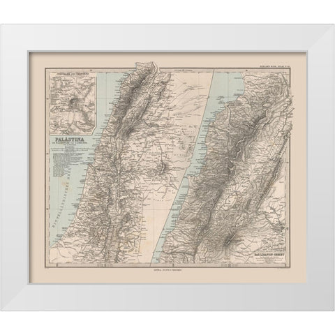 Middle East Palestine Israel Lebanon - Stieler White Modern Wood Framed Art Print by Stieler