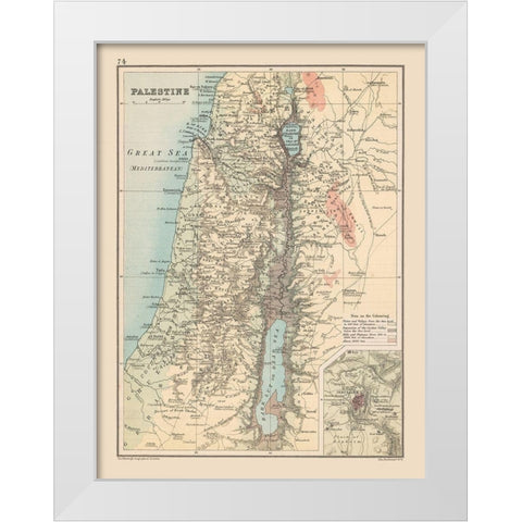 Middle East Palestine Elevation Israel White Modern Wood Framed Art Print by Bartholomew