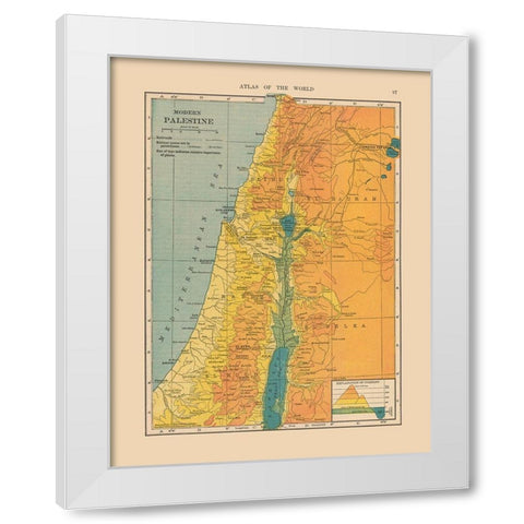 Middle East Elevation Palestine Israel White Modern Wood Framed Art Print by Hammond