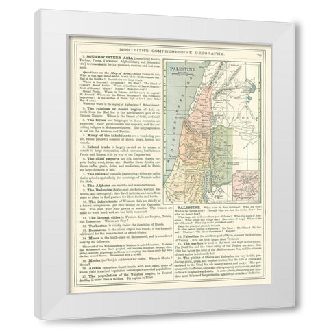 Middle East Palestine Israel - Monteith 1882 White Modern Wood Framed Art Print by Monteith