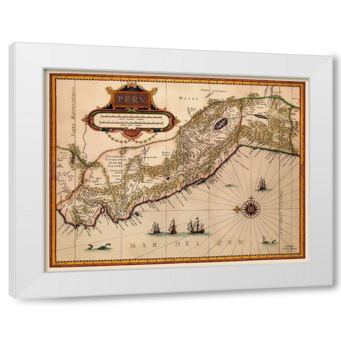 South America Peru - Blaeu 1630 White Modern Wood Framed Art Print by Blaeu