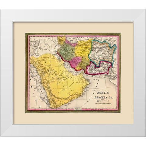 Middle East Persia Arabia Yemen - Mitchell 1846 White Modern Wood Framed Art Print by Mitchell