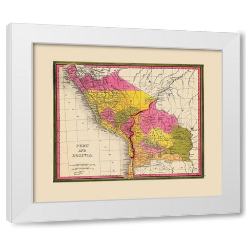 South America Peru Bolivia - Mitchell 1846 White Modern Wood Framed Art Print by Mitchell