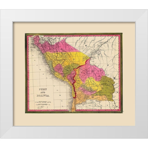 South America Peru Bolivia - Mitchell 1846 White Modern Wood Framed Art Print by Mitchell