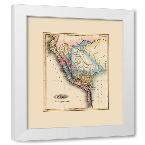 South America Peru - Lucas 1823 White Modern Wood Framed Art Print by Lucas