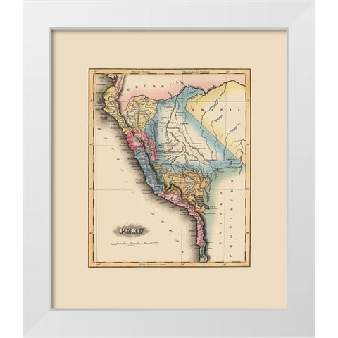 South America Peru - Lucas 1823 White Modern Wood Framed Art Print by Lucas