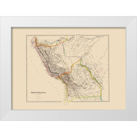 South America Peru Bolivia - Arrowsmith 1844 White Modern Wood Framed Art Print by Arrowsmith