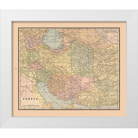 Middle East Persia - Cram 1888 White Modern Wood Framed Art Print by Cram