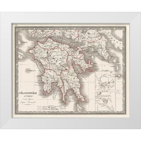 Europe Peloponnesus Peninsula Greece - Monin 1839 White Modern Wood Framed Art Print by Monin