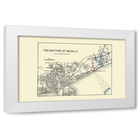 Capture of Manila Philippines 1898 White Modern Wood Framed Art Print by Dewey