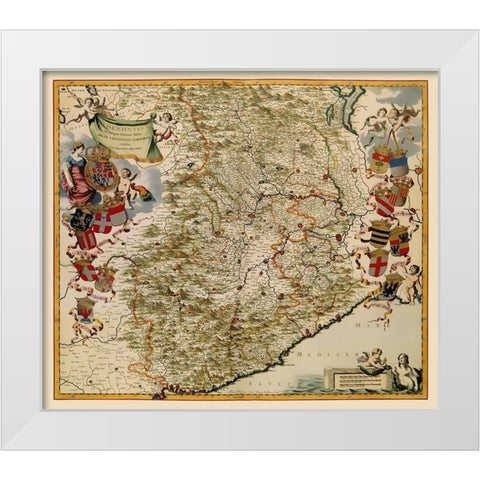 Piedmont Region Italy - Blaeu 1682 White Modern Wood Framed Art Print by Blaeu
