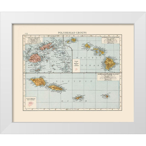 Polynesian Islands Oceania  White Modern Wood Framed Art Print by Unknown