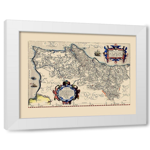 Iberian Peninsula Portugal - Ortelius 1570 White Modern Wood Framed Art Print by Ortelius