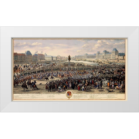 Pont Neuf Paris Picture France - Huchtenburg 1690 White Modern Wood Framed Art Print by Huchtenburg