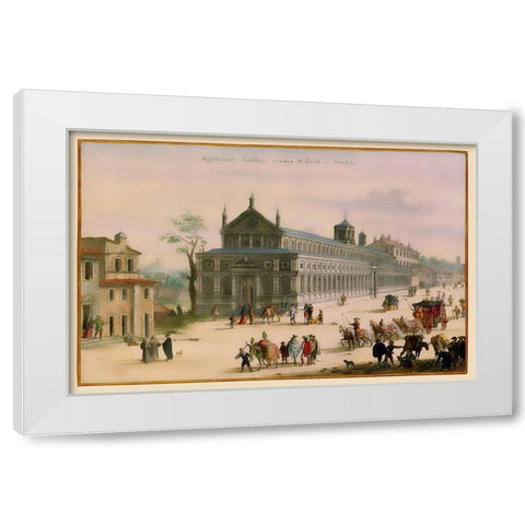 Popes Palace Rome Picture Italy - Visscher 1681 White Modern Wood Framed Art Print by Visscher