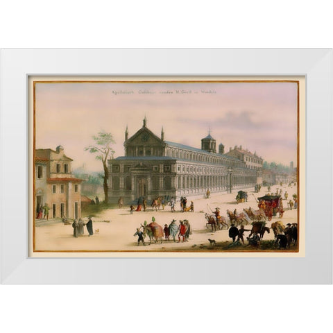 Popes Palace Rome Picture Italy - Visscher 1681 White Modern Wood Framed Art Print by Visscher