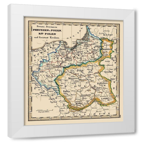 Eastern Europe Prussia Poland - Stieler 1852 White Modern Wood Framed Art Print by Stieler