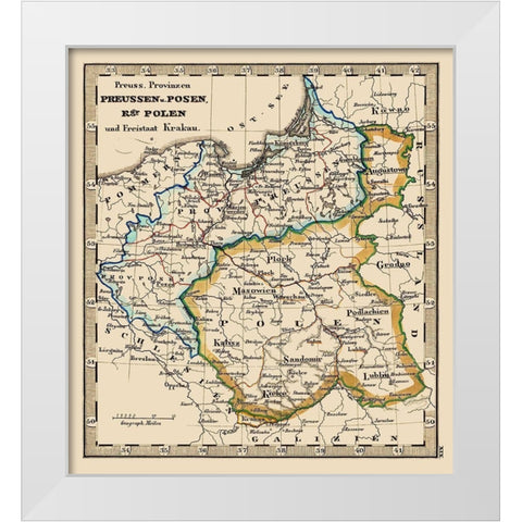 Eastern Europe Prussia Poland - Stieler 1852 White Modern Wood Framed Art Print by Stieler