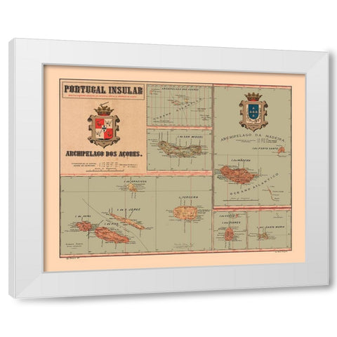 Europe Portugal Insular Azores - Martine 1904 White Modern Wood Framed Art Print by Martine