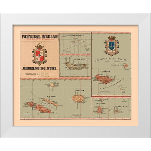 Europe Portugal Insular Azores - Martine 1904 White Modern Wood Framed Art Print by Martine