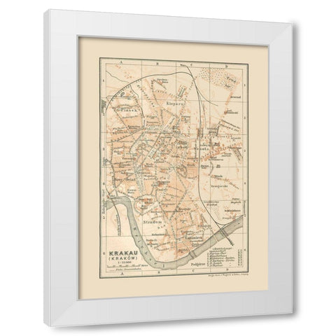 Europe Krakow Poland - Baedeker 1910 White Modern Wood Framed Art Print by Baedeker