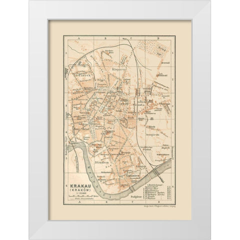 Europe Krakow Poland - Baedeker 1910 White Modern Wood Framed Art Print by Baedeker