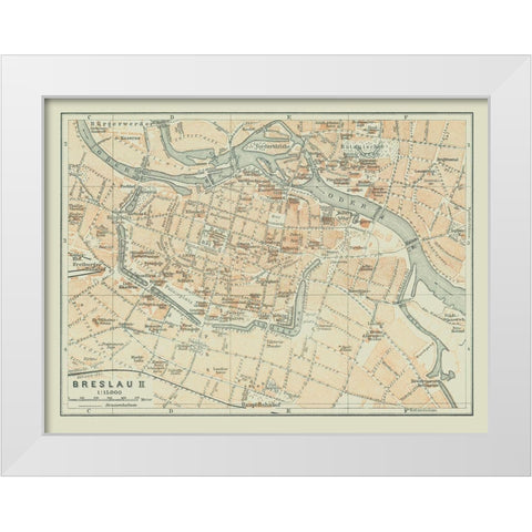 Europe Wroclaw Poland - Baedeker 1914 White Modern Wood Framed Art Print by Baedeker