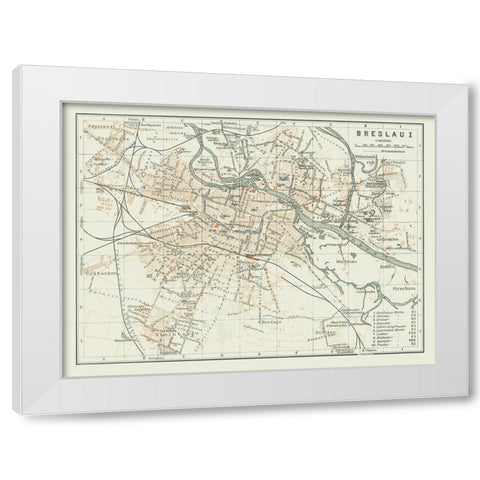 Europe Wroclaw Poland - Baedeker 1914 White Modern Wood Framed Art Print by Baedeker