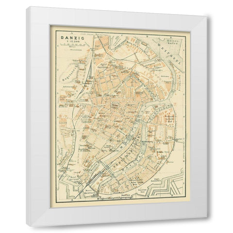 Europe Danzig Gdansk Poland - Baedeker 1914 White Modern Wood Framed Art Print by Baedeker