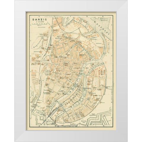 Europe Danzig Gdansk Poland - Baedeker 1914 White Modern Wood Framed Art Print by Baedeker