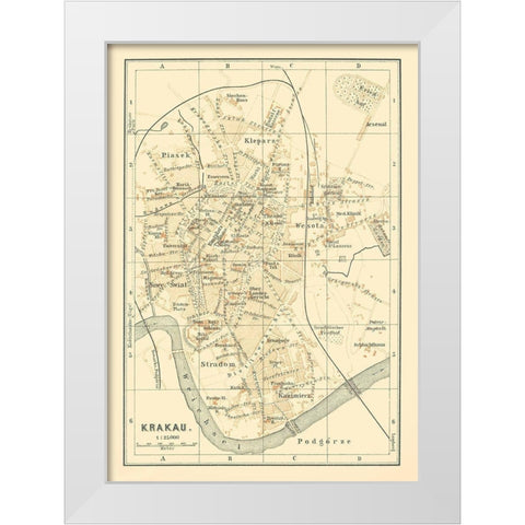 Europe Krakow Poland - Baedeker 1896 White Modern Wood Framed Art Print by Baedeker