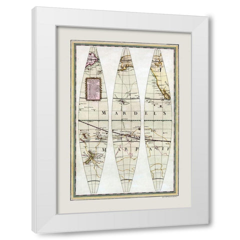 Pacific Ocean - Cassini 1790 White Modern Wood Framed Art Print by Cassini