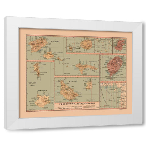 Portuguese Possessions 1903 - Martine 1904 White Modern Wood Framed Art Print by Martine