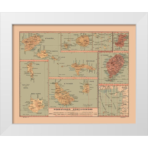 Portuguese Possessions 1903 - Martine 1904 White Modern Wood Framed Art Print by Martine