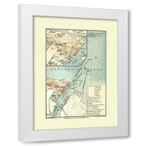 Port Said Egypt - Baedeker 1913 White Modern Wood Framed Art Print by Baedeker