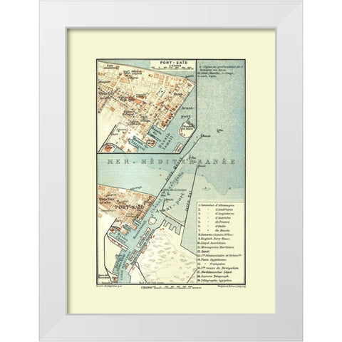 Port Said Egypt - Baedeker 1913 White Modern Wood Framed Art Print by Baedeker