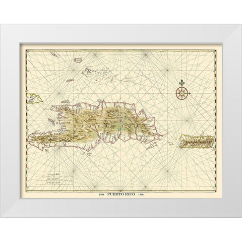 Caribbean Puerto Rico - 1769 White Modern Wood Framed Art Print by Unknown
