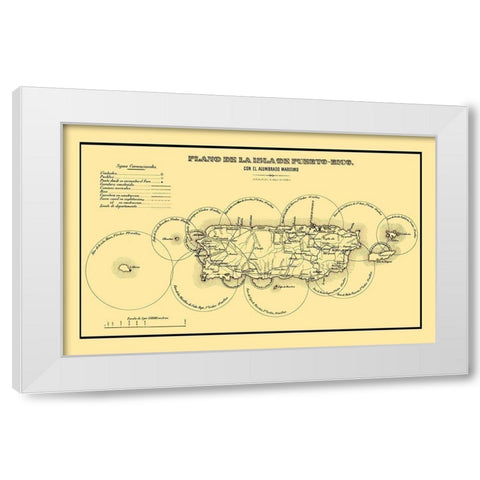 Lighthouses Caribbean Puerto Rico - 1885 White Modern Wood Framed Art Print by Unknown