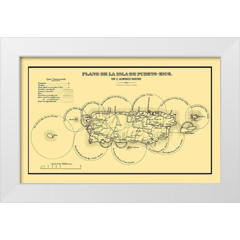 Lighthouses Caribbean Puerto Rico - 1885 White Modern Wood Framed Art Print by Unknown