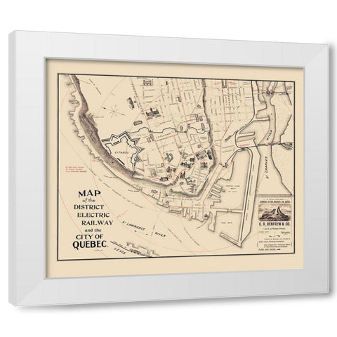 Quebec Electric Railway Canada - 1896 White Modern Wood Framed Art Print by Unknown