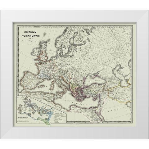 Europe Roman Empire - Spruner 1865 White Modern Wood Framed Art Print by Spruner