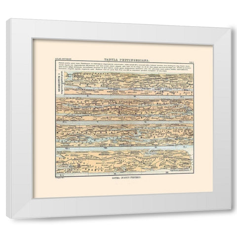 Europe Roman Empire Peutinger Table - Perthes 1896 White Modern Wood Framed Art Print by Perthes
