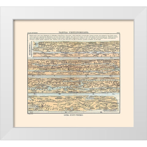 Europe Roman Empire Peutinger Table - Perthes 1896 White Modern Wood Framed Art Print by Perthes