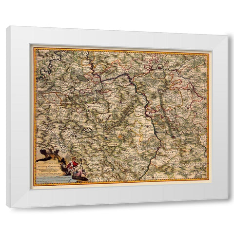 Rhine Region Germany - Visscher 1681 White Modern Wood Framed Art Print by Visscher