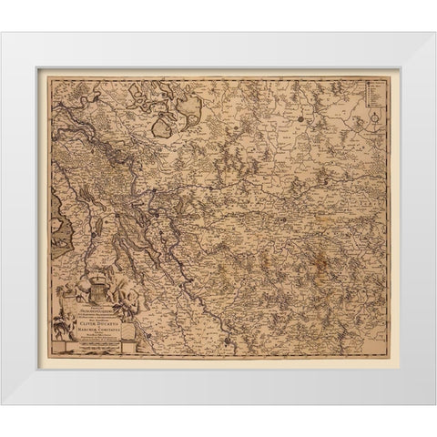 Rhine River Valley Germany - De Wit 1690 White Modern Wood Framed Art Print by De Wit