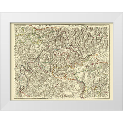 Rhine River Basin Germany - Covens 1787 White Modern Wood Framed Art Print by Covens
